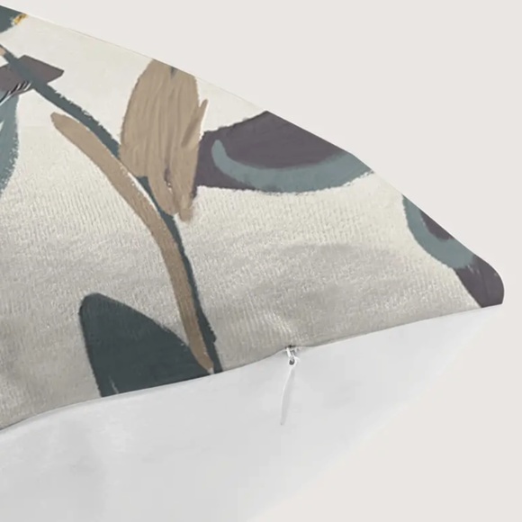 NEW Abstract Ink Yellow Blue Floral Polyester Pillow Cover Home Decor 18" X 18" - Picture 5 of 5